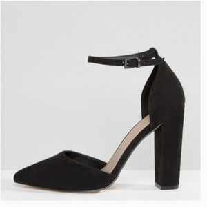 ASOS Pointed Black Suede Heels (NWOT)